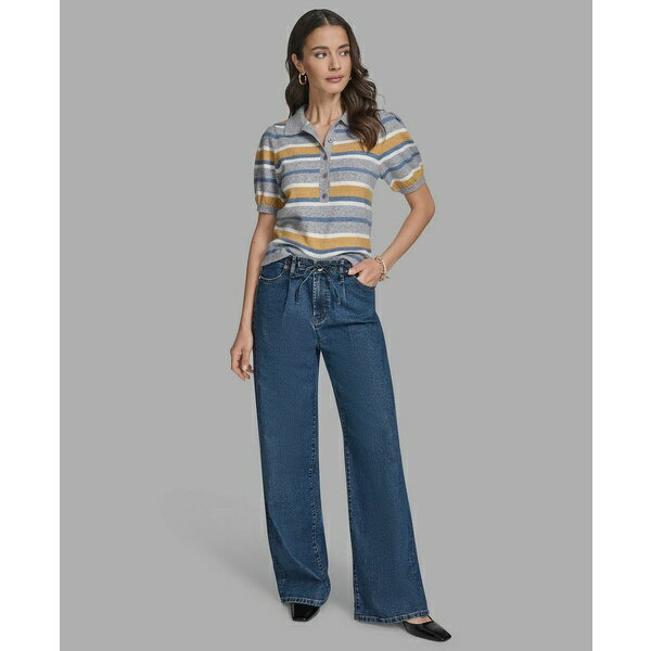 ビーシビージー レディース ニット&セーター アウター Women's Short Sleeve Striped Polo Sweater Hea..