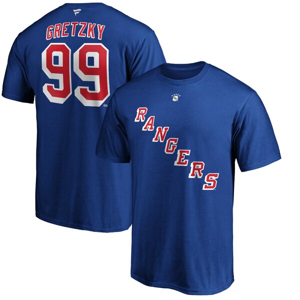 ファナティクス メンズ Tシャツ トップス Wayne Gretzky New York Rangers Fanatics Branded Authentic Stack Retired Player Name Number TShirt Blue