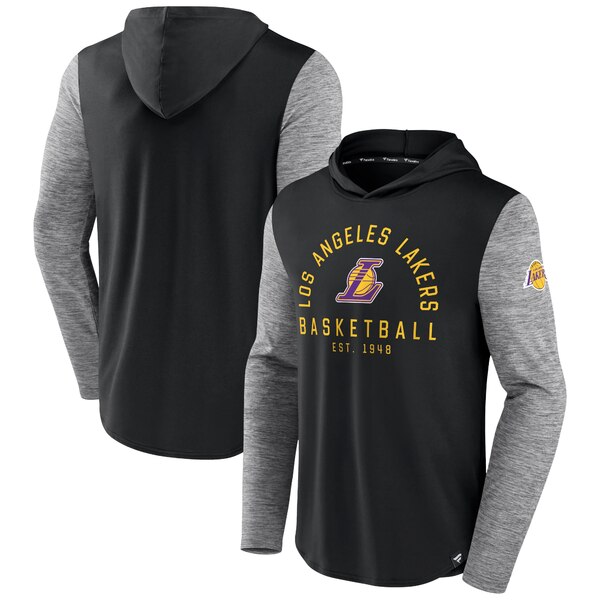 ファナティクス メンズ パーカー・スウェットシャツ アウター Los Angeles Lakers Fanatics Branded Deep Rotation Performance Pullover Hoodie Black/Heathered Charcoal