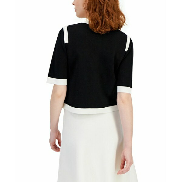 タハリエーエスエル レディース ジャケット＆ブルゾン アウター Women 039 s Contrast-Trim Short-Sleeve Cardigan Black/Ivory