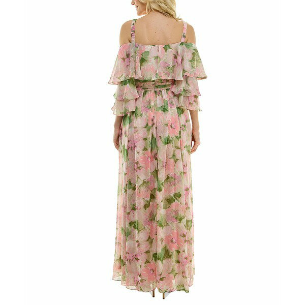 カメオ テイラー レディース ワンピース トップス Women's Floral-Print Cold-Shoulder Gown Cameo Pink