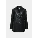 ダナ キャラン ニューヨーク レディース ジャケット＆ブルゾン アウター STRAIGHT CUT - Leather jacket - black