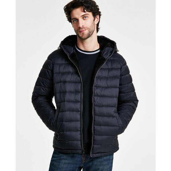 ホーク アンド カンパニー メンズ ジャケット&ブルゾン アウター Men's Sherpa Lined Hooded Puffer Jacket Black