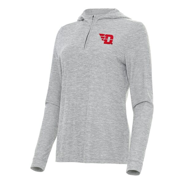 アンティグア レディース パーカー・スウェットシャツ アウター Dayton Flyers Antigua Women's Daybreak QuarterZip Hoodie Heather Gray