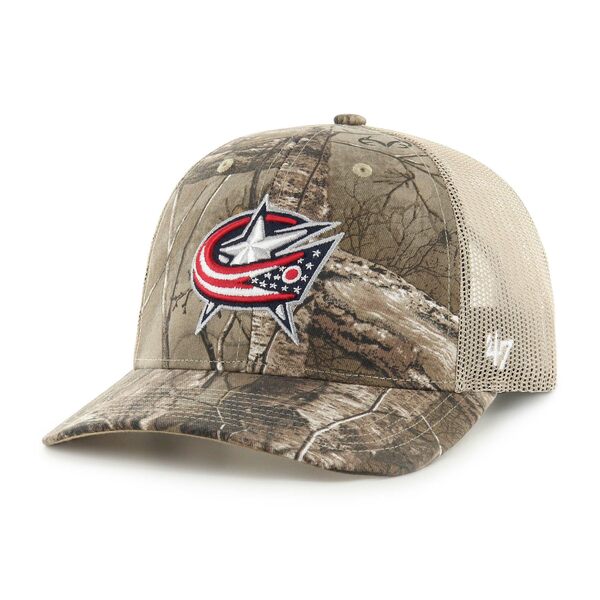 フォーティーセブン メンズ 帽子 アクセサリー Columbus Blue Jackets '47 Logo Trucker Adjustable Hat Realtree Camo