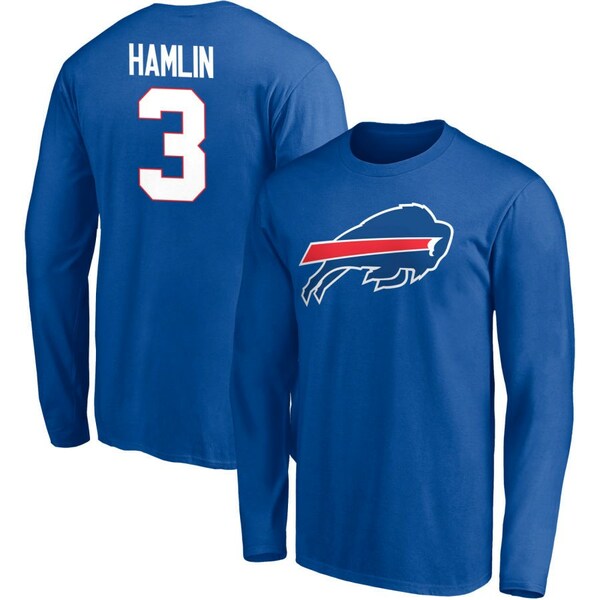 ファナティクス メンズ Tシャツ トップス Buffalo Bills Fanatics Branded Team Authentic Personalized Name & Number Long Sleeve TShirt Royal