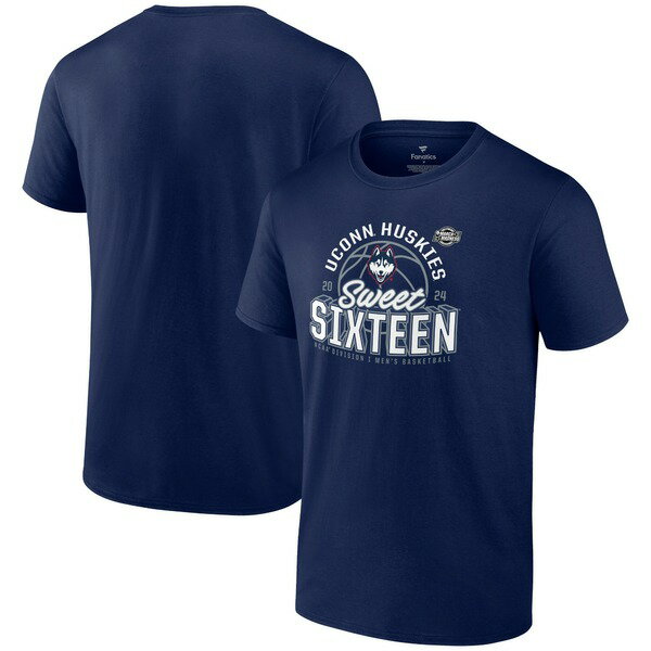 ファナティクス メンズ Tシャツ トップス UConn Huskies Fanatics Branded 2024 NCAA Men 039 s Basketball Tournament March Madness Sweet Sixteen Defensive Stance T Shirt Navy