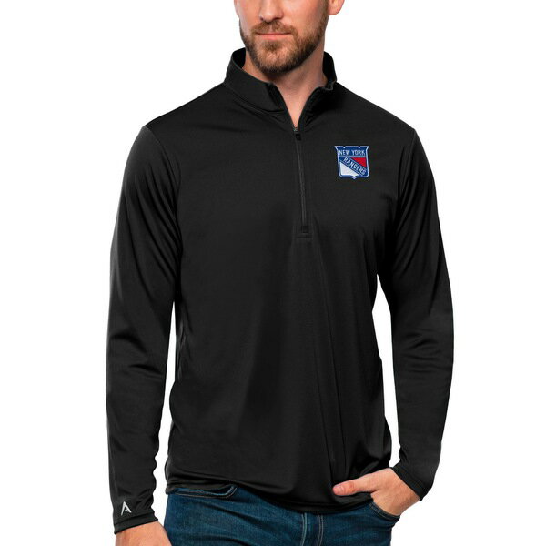 アンティグア メンズ ジャケット＆ブルゾン アウター New York Rangers Antigua Tribute QuarterZip Pullover Top Black