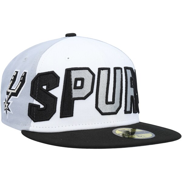 ニューエラ メンズ 帽子 アクセサリー San Antonio Spurs New Era Back Half 9FIFTY Fitted Hat White/Black