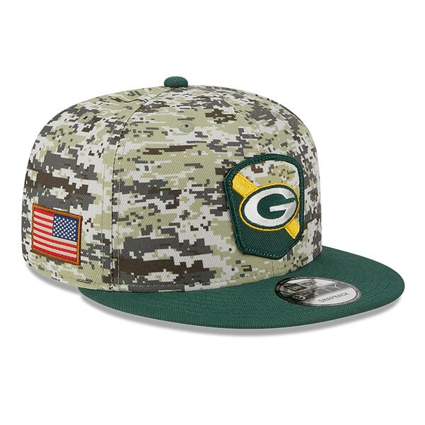 ニューエラ メンズ 帽子 アクセサリー Green Bay Packers New Era 2023 Salute To Service 9FIFTY Snapback Hat Camo/Green