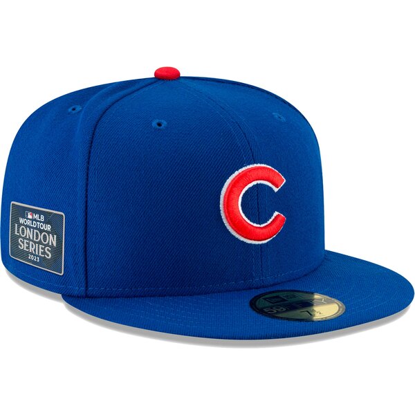 j[G Y Xq ANZT[ Chicago Cubs New Era OnField 2023 World Tour London Series 59FIFTY Fitted Hat Royal