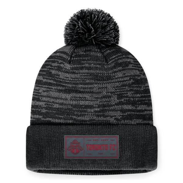 t@ieBNX Y Xq ANZT[ Toronto FC Fanatics Branded Low Key Cuffed Knit Hat with Pom Heather Charcoal