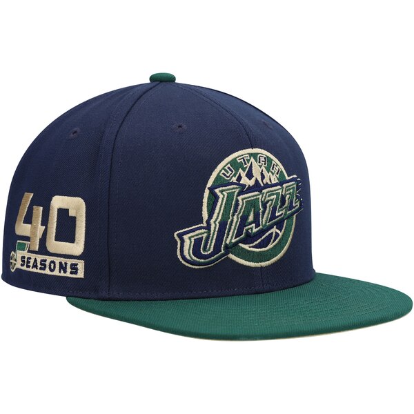 ミッチェル＆ネス ミッチェル&ネス メンズ 帽子 アクセサリー Utah Jazz Mitchell & Ness 40th Anniversary Hardwood Classics Grassland Fitted Hat Navy/Green