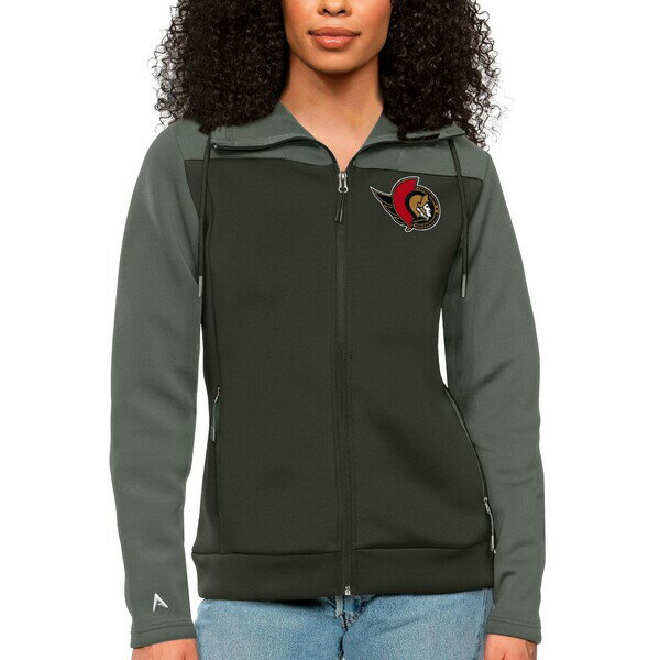 ƥ ǥ 㥱åȡ֥륾  Ottawa Senators Antigua Women's Protect FullZip Hoodie Steel/Charcoal