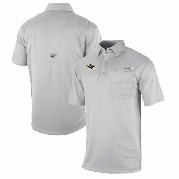 コロンビア ポロシャツ メンズ コロンビア メンズ ポロシャツ トップス Baltimore Ravens Columbia OmniWick Flycaster Pocket Polo Gray