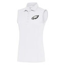 アンティグア レディース ポロシャツ トップス Philadelphia Eagles Antigua Women's Metallic Logo Sleeveless Tribute Polo White