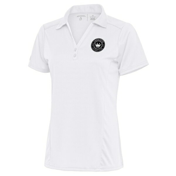 アンティグア レディース ポロシャツ トップス Charlotte FC Antigua Women's Brushed Metallic Logo Tribute Polo White