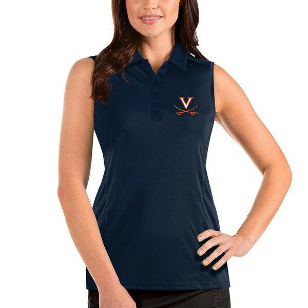 アンティグア レディース ポロシャツ トップス Virginia Cavaliers Antigua Women's Tribute Sleeveless Polo Navy