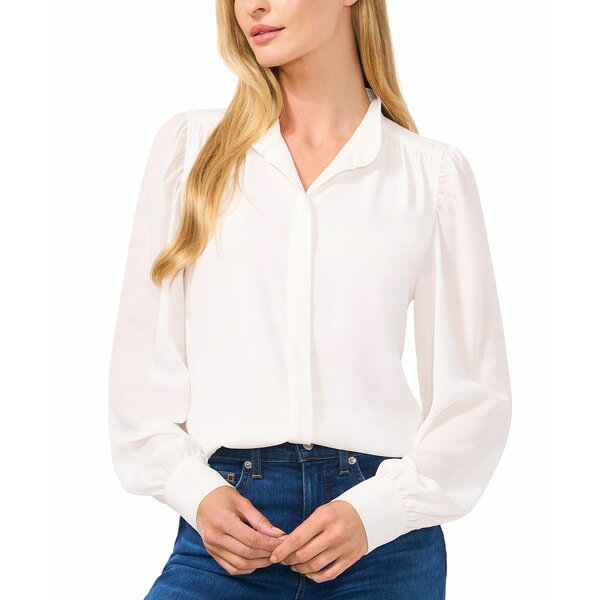 セセ レディース カットソー トップス Women's Stand-Collar Long-Sleeve Blouse New Ivory