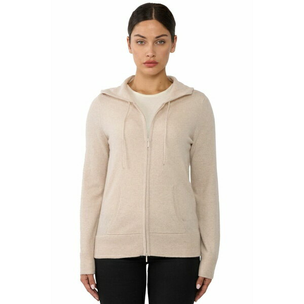 ジェニー リウ レディース ニット&セーター アウター Women's 100% Pure Cashmere Long Sleeve Zip Hoo..