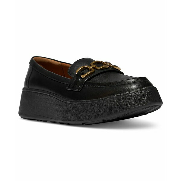 フィットフロップ レディース スリッポン・ローファー シューズ Women's F-Mode Square-Chain Leather Loafers Black