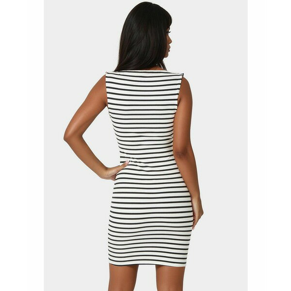 ベベ レディース ワンピース トップス Women's Stripe Rib Bodycon Dress Black/white