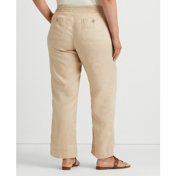 ラルフローレン レディース カジュアルパンツ ボトムス Plus-Size Linen Wide-Leg Pants Birch Tan