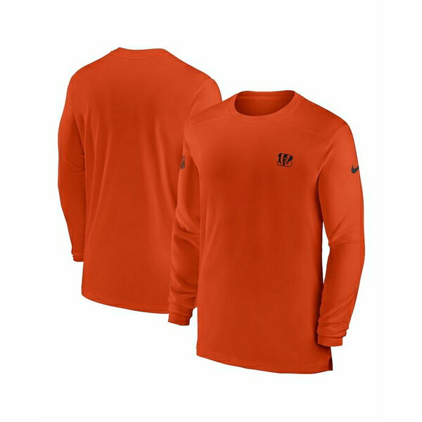 ナイキ レディース Tシャツ トップス Men's Orange Cincinnati Bengals Sideline Coach Performance Long Sleeve T-shirt Orange