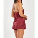 アイコレクション レディース カジュアルパンツ ボトムス Women 039 s Silky 2 Piece Camisole and Shorts Pajama Set in Lace Trims Wine