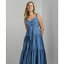 ラルフローレン レディース ワンピース トップス Women's Cotton-Blend Tie-Front Tiered Dress Pale Azure