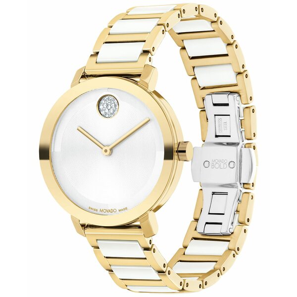 モバド モバド レディース 腕時計 アクセサリー Women's Swiss Bold Evolution 2.0 White Ceramic & Gold Ion Plated Steel Bracelet Watch 34mm Two-tone