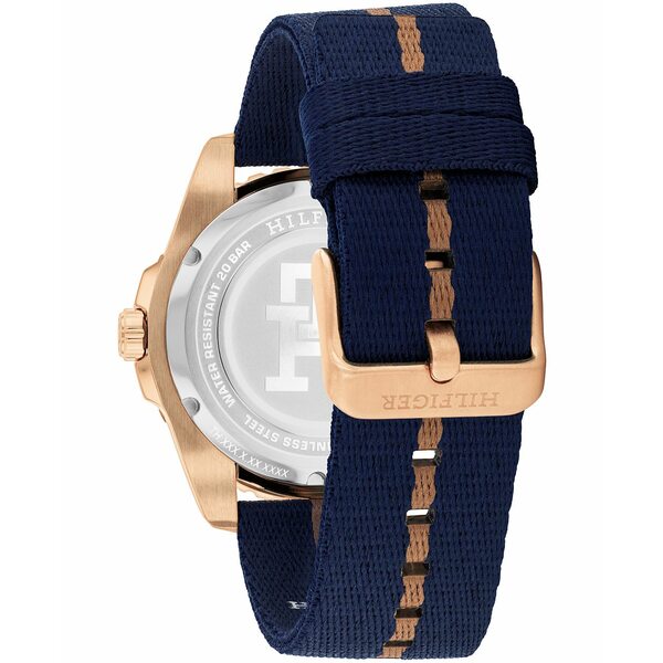 ȥߡ ҥե ǥ ӻ ꡼ Men's Swiss Blue and Rose Gold Ocean Tide Textile Watch 42mm Navy