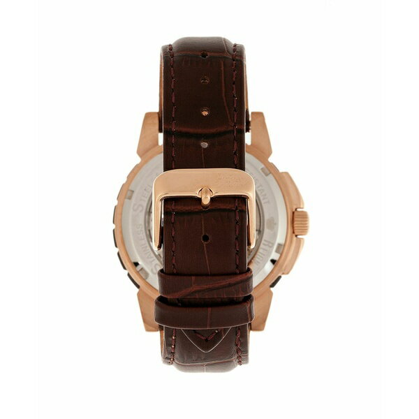 レイン レディース 腕時計 アクセサリー Philippe Automatic Rose Gold Case Black Dial Genuine Brown Leather Watch 41mm Brown