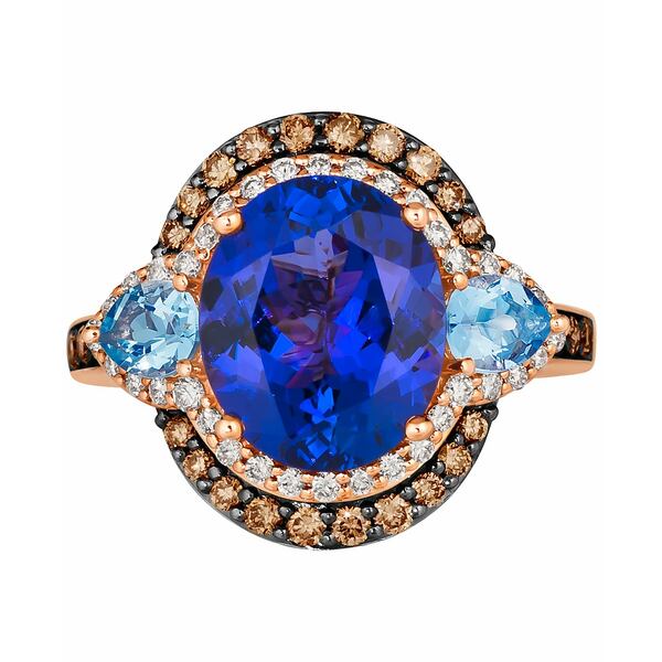 ルヴァン レディース リング アクセサリー Blueberry Tanzanite (4-1/2 ct. t.w.), Sea Blue Aquamarine (1/2 ct. t.w.), Chocolate Diamonds (3/8 ct. t.w.) & Nude Diamonds (1/4 ct. t.w.) Ring in 14k Rose Gold Tanzanite