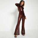 アイソウイットファースト レディース ワンピース トップス Sequin High Neck Flared Leg Jumpsuit