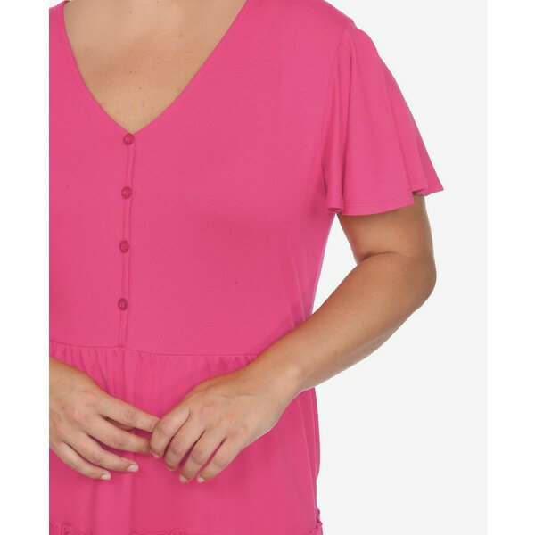 ホワイトマーク レディース ワンピース トップス Plus Size Short Sleeve V-neck Tiered Midi Dress Fuchsia