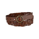 トミー ヒルフィガー レディース ベルト アクセサリー Women's Woven Leather Linked Casual Belt Cognac