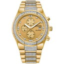 シチズン メンズ 腕時計 アクセサリー Eco-Drive Men's Chronograph Crystal Gold-Tone Stainless Steel Bracelet Watch 42mm Gift Set No Color(2)