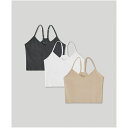 パクト レディース カットソー トップス Women's Everyday Shelf Bra Cropped Camisole 3-Pack Favorite...