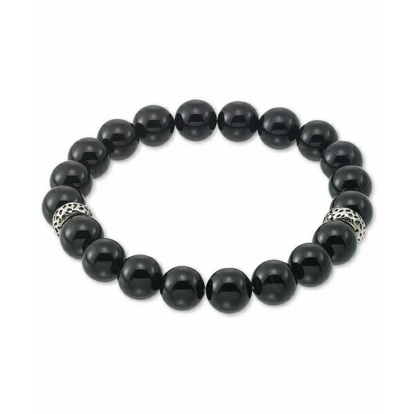 レガシー フォー メン バイ シモン アイ スミス レディース ブレスレット・バングル・アンクレット アクセサリー Onyx (10mm) Beaded Stretch Bracelet in Stainless Steel Stainless Steel
