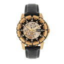 レイン メンズ 腕時計 アクセサリー Philippe Automatic Rose Gold Case, Black Dial, Genuine Black ...