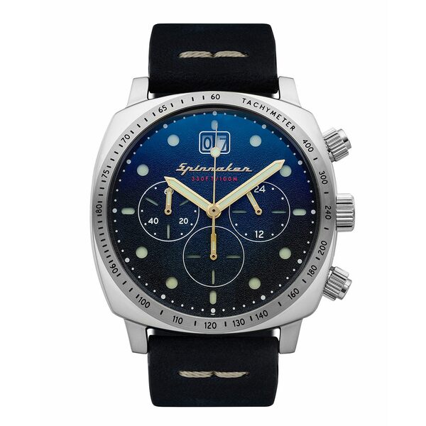スピ二カー レディース 腕時計 アクセサリー Men's Hull Chrono Navy Blue Genuine Leather Strap Watch 42mm Navy