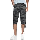 エックスレイ メンズ カジュアルパンツ ボトムス Men's Belted Capri Cargo Shorts Black Camo
