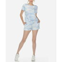 ホワイトマーク レディース カジュアルパンツ ボトムス Women's 2 Piece Top Shorts Lounge Set Blue Tie-Dye(4)