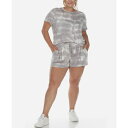 ホワイトマーク レディース カジュアルパンツ ボトムス Plus Size 2 Piece Top Shorts Lounge Set Gray Tie-Dye