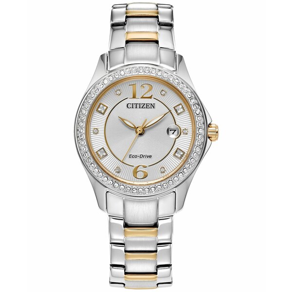 シチズン レディース 腕時計 アクセサリー Eco-Drive Women's Crystal Two-Tone Stainless Steel Bracelet Watch 30mm Two-tone