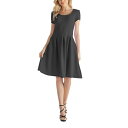 24セブンコンフォート レディース ワンピース トップス Women's Scoop Neck Knee Length with Pocket Dress Black