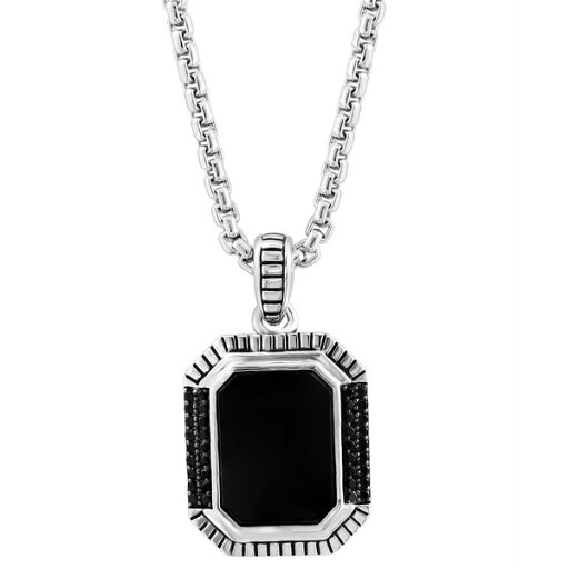 エフィー コレクション メンズ ネックレス・チョーカー アクセサリー EFFY® Men's Onyx & Black Spinel 22" Pendant Necklace in Sterling Silver Silver エフィー コレクション メンズ ネックレス・チョーカー アクセサリー EFFY® Men's Onyx & Black Spinel 22" Pendant Necklace in Sterling Silver Silver