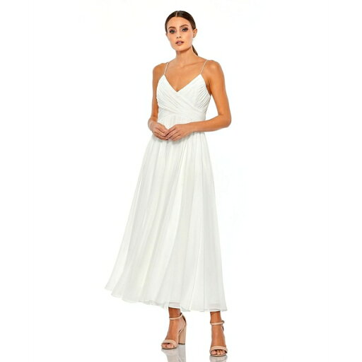 マックダガル レディース ワンピース トップス Womens Ieena Faux Wrap Sleeveless Flowy Dress White マックダガル レディース ワンピース トップス Womens Ieena Faux Wrap Sleeveless Flowy Dress White