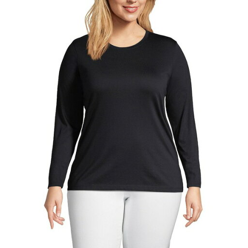 ランズエンド レディース Tシャツ トップス Plus Size Relaxed Supima Cotton T-Shirt Black ランズエンド レディース Tシャツ トップス Plus Size Relaxed Supima Cotton T-Shirt Black